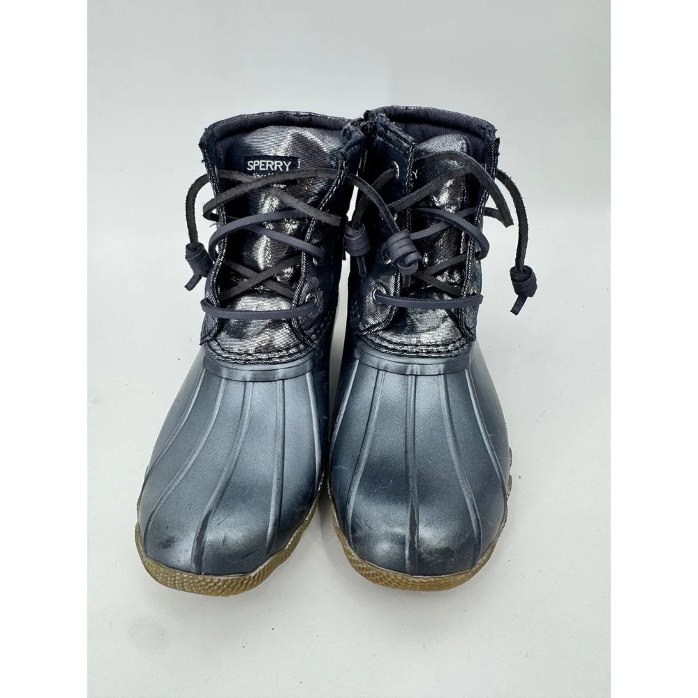 Sperry Duck Boots Kids Size 13M Metallic Blue Saltwater Shimmer